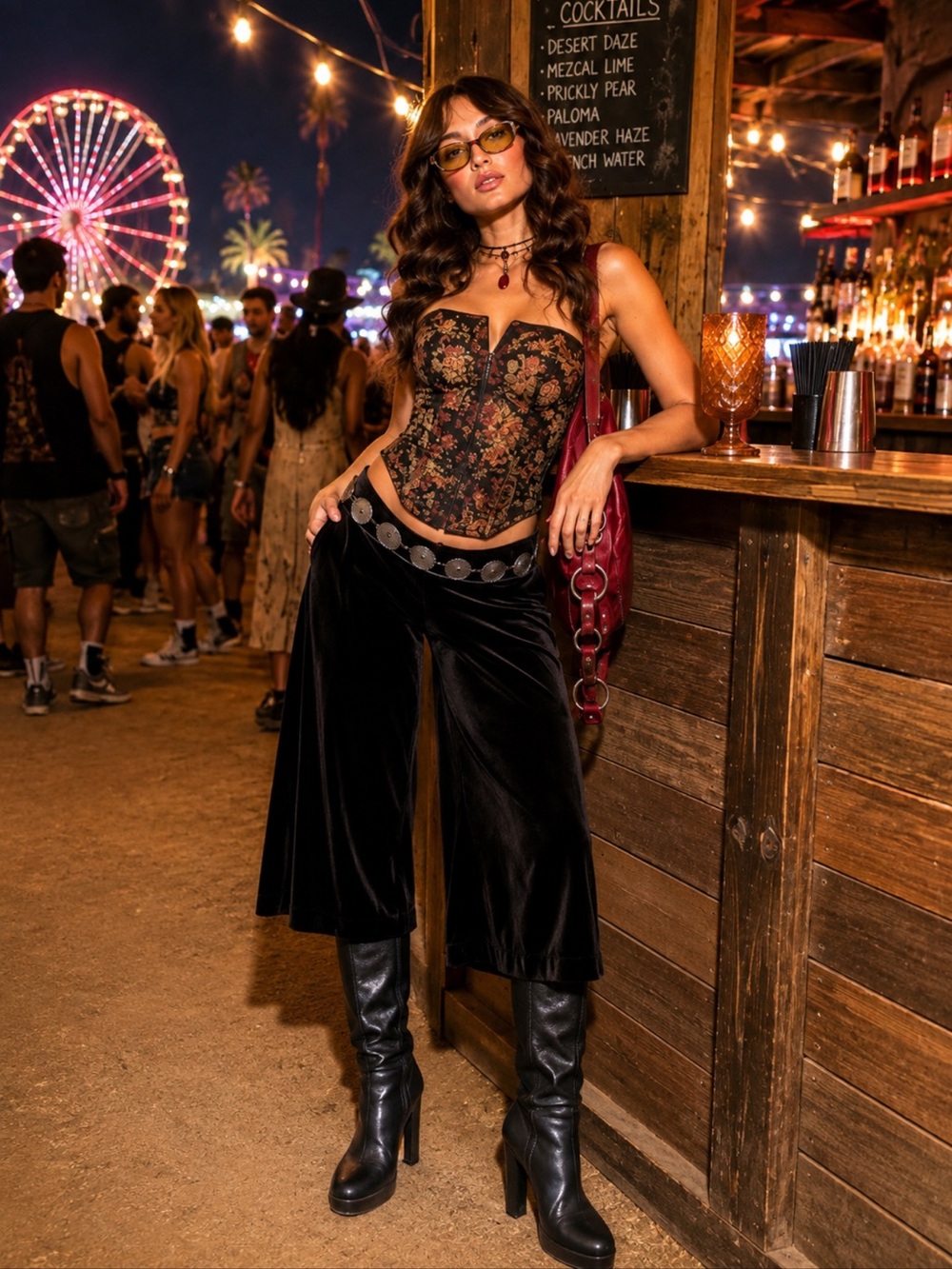 Barneys New York Black Leather Knee High Platform Boots Y2K 90s festival 8.5